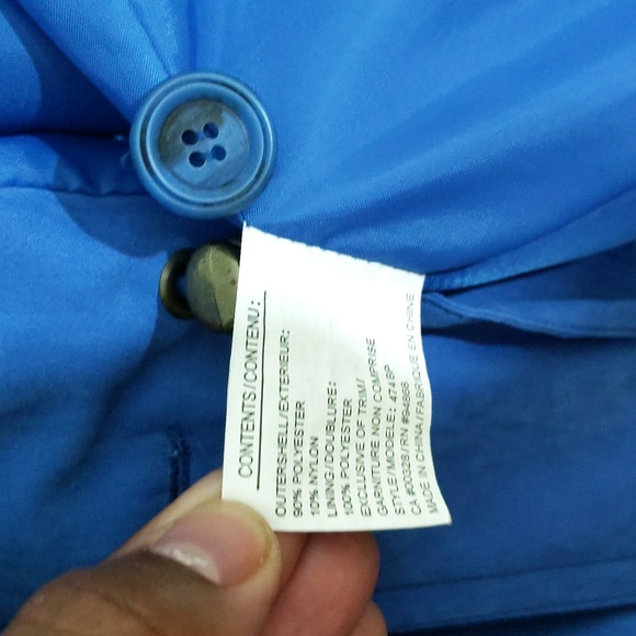 Apropos| Vibrant Blue Spring or Fall Button Up Jacket Polyester Nylon Blend - Picture 10 of 16